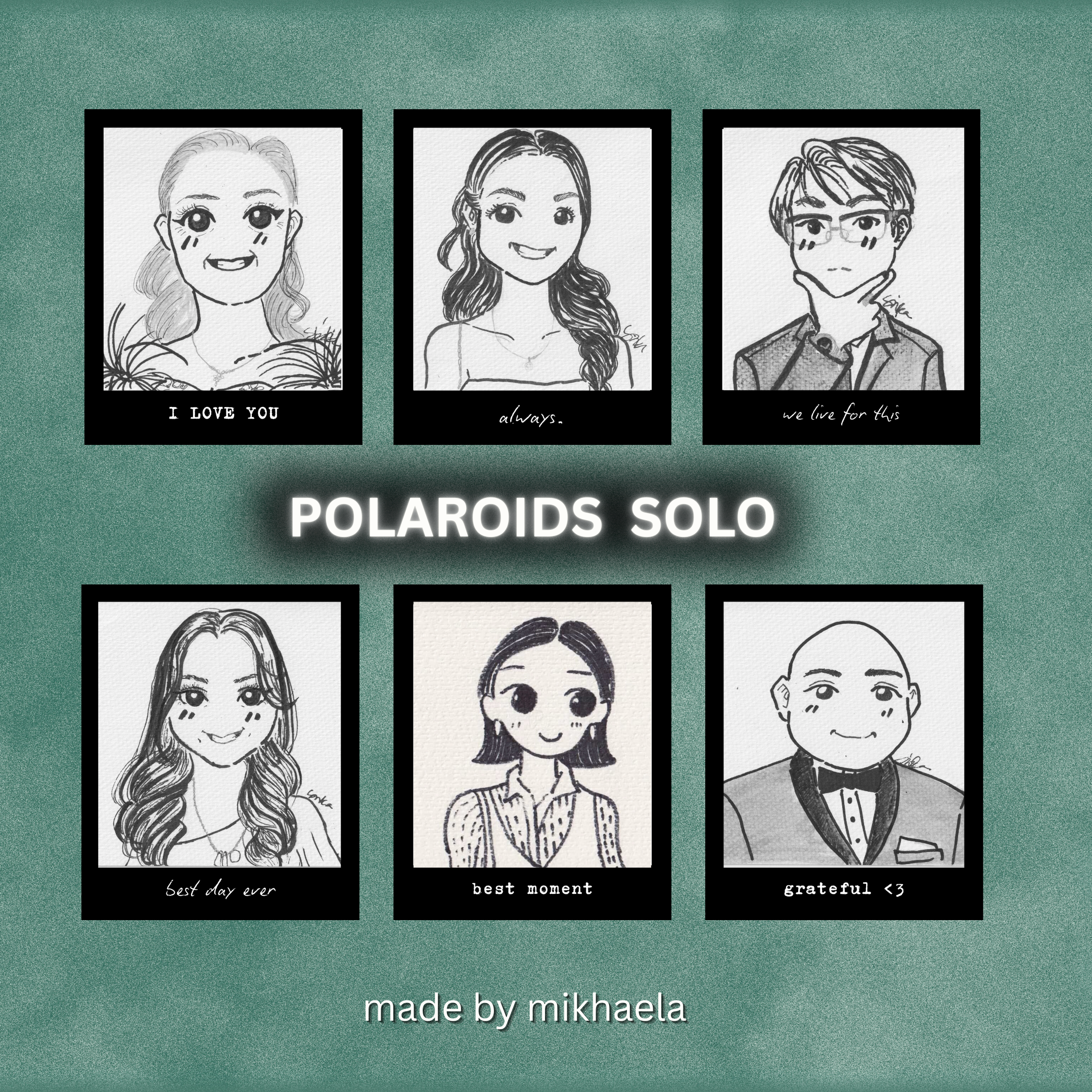 Hand Illustrated Portraits Polaroid: Custom Art Keepsakes - SOLO