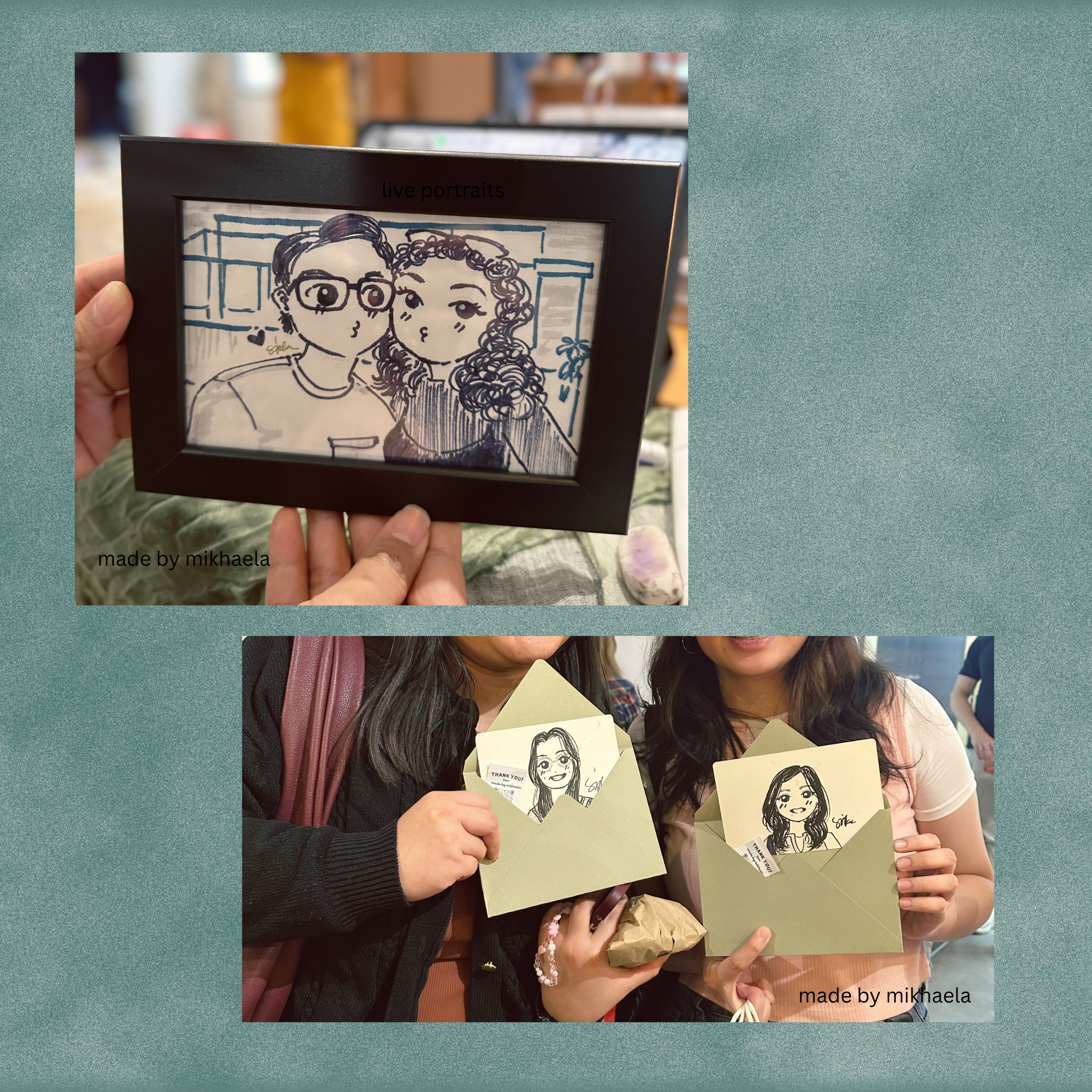 Hand illustrated Portrait Postcard Size Custom Handmade