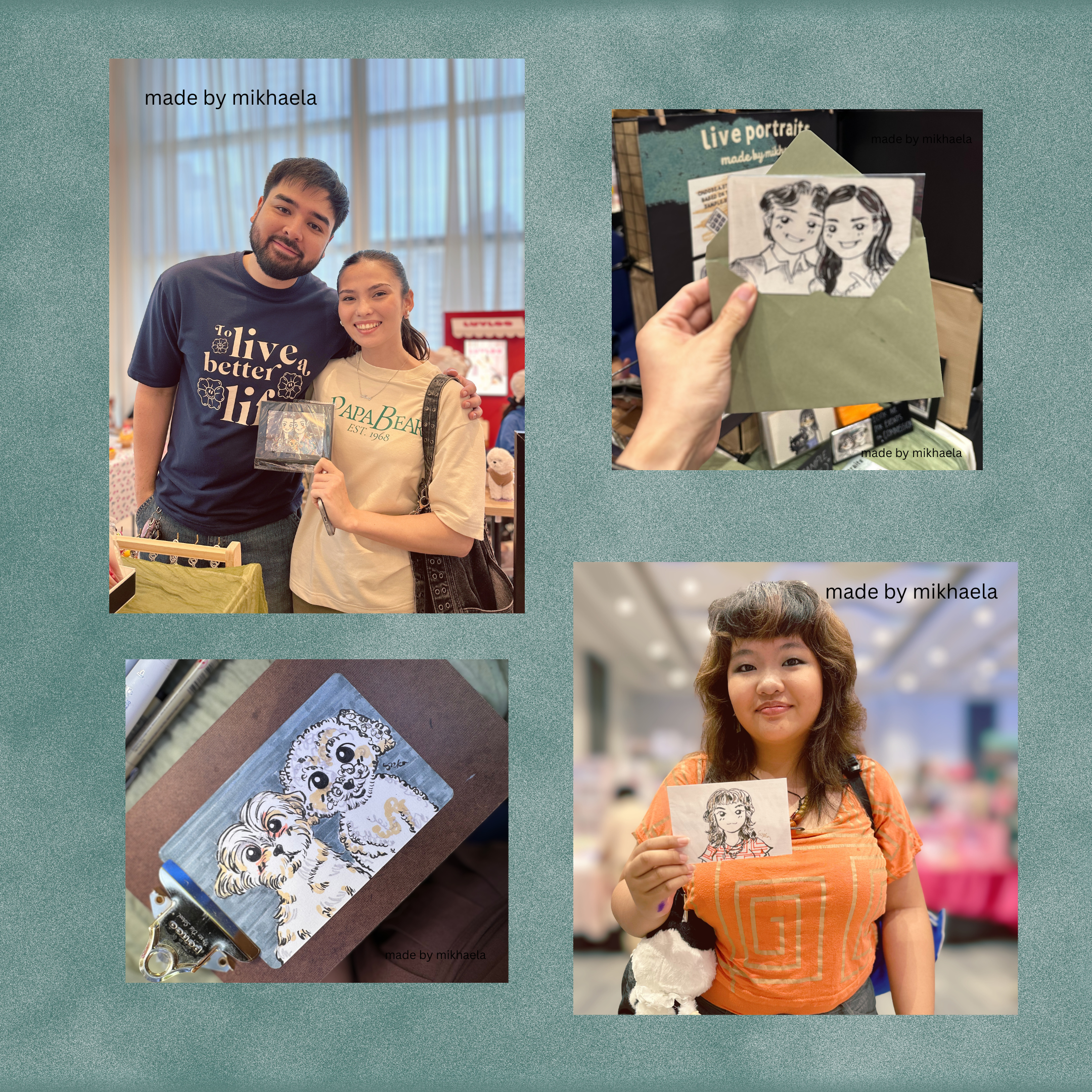 Hand illustrated Portrait Postcard Size Custom Handmade