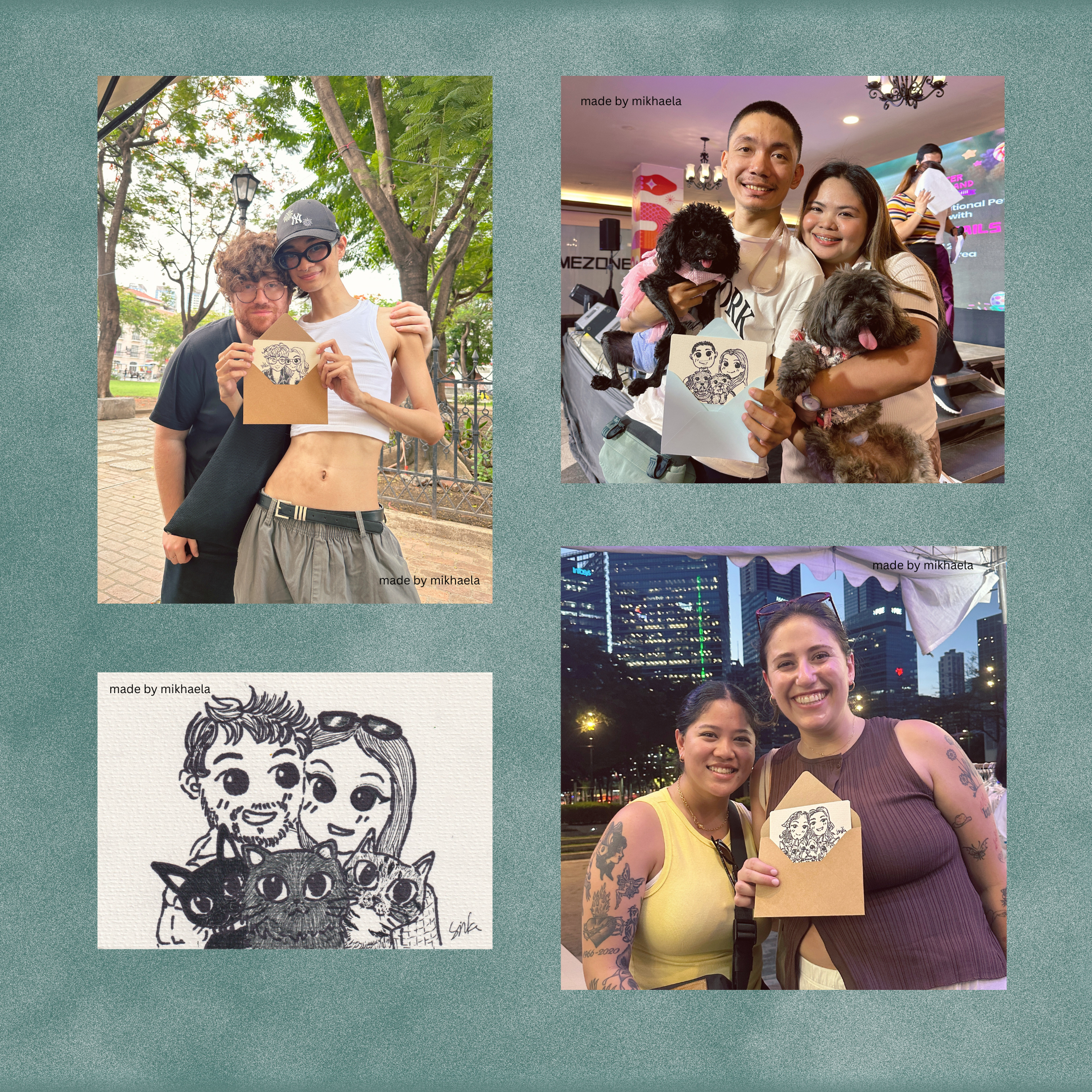 Hand illustrated Portrait Postcard Size Custom Handmade