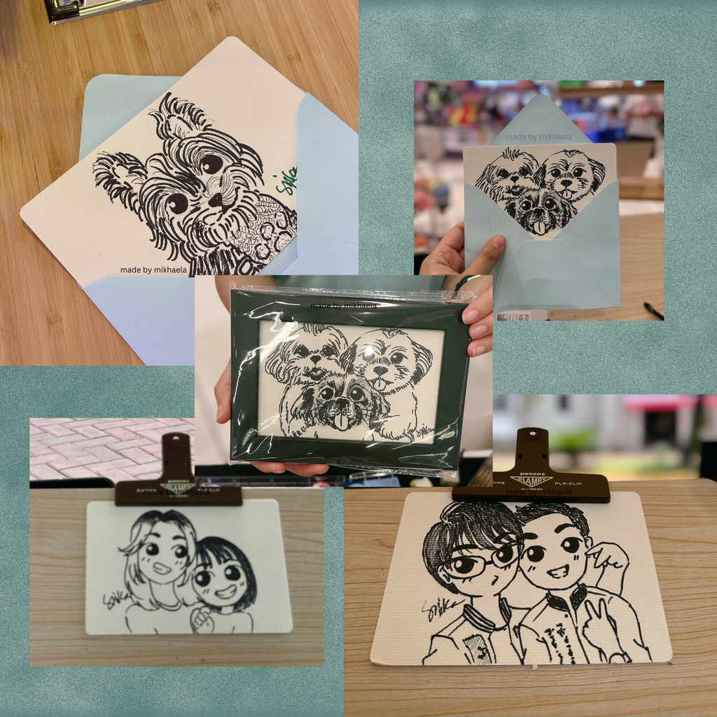 Hand illustrated Portrait Postcard Size Custom Handmade